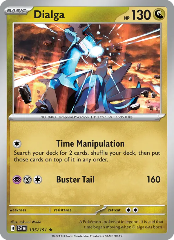 Dialga Pokemon card from Surging Sparks
