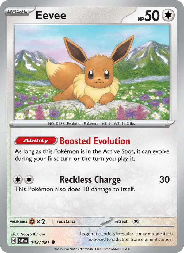 Eevee Pokemon card from Surging Sparks