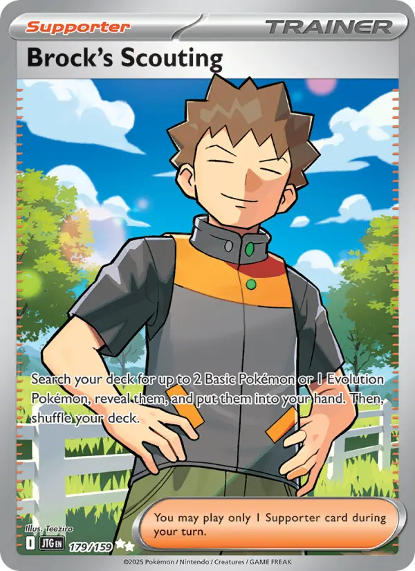Brock's Scouting Pokemon card from Journey Together