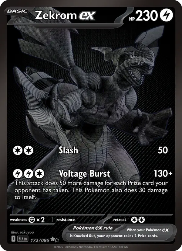 Zekrom ex Pokemon card from Black Bolt
