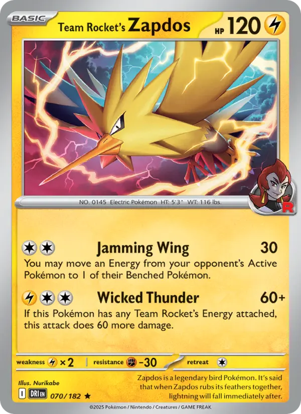 Team Rocket's Zapdos from sv10