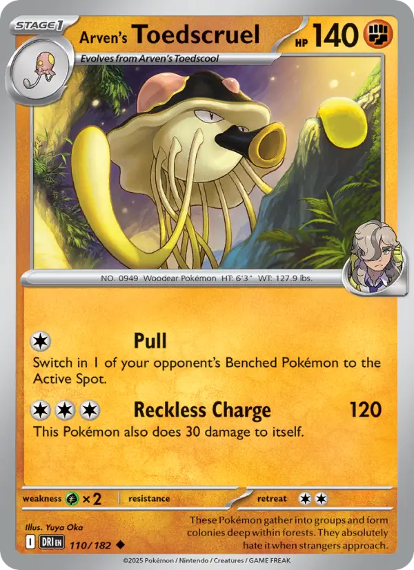 Arven's Toedscruel Pokemon card from Destined Rivals