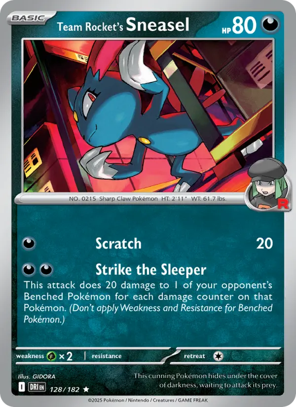 Team Rocket's Sneasel Pokemon card from Destined Rivals