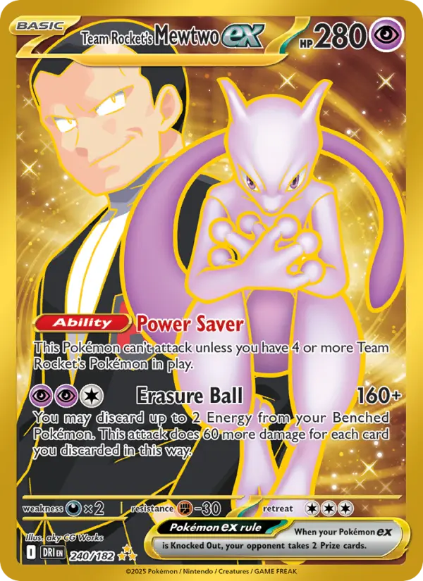 Team Rocket's Mewtwo ex Pokemon card from Destined Rivals