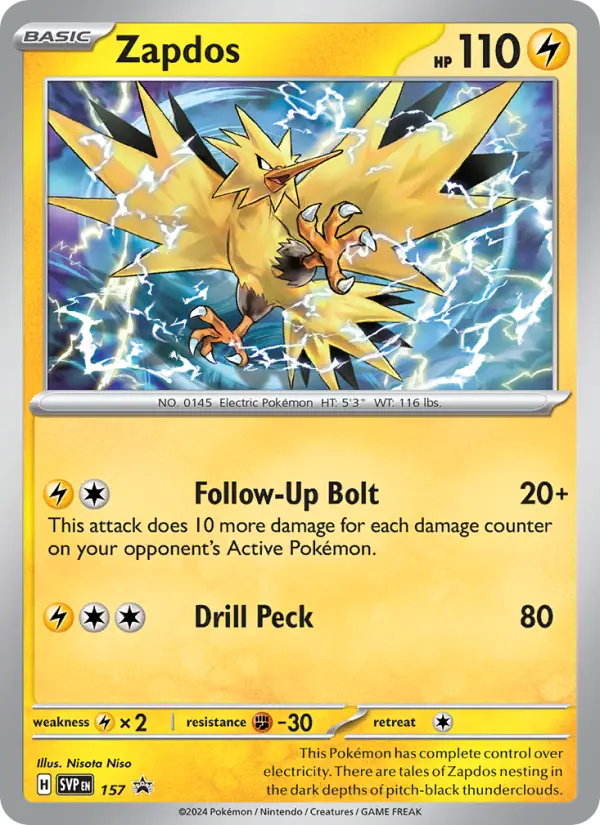 Zapdos Pokemon card from SVP Black Star Promos