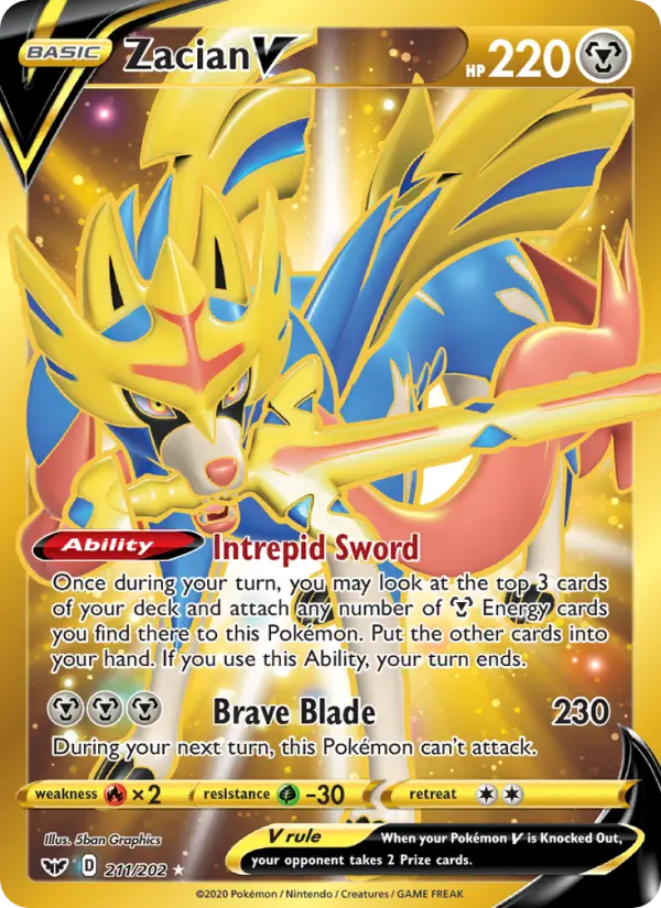 Zacian V Pokemon card from Sword & Shield