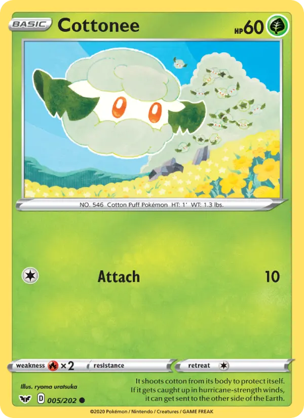 Cottonee Pokemon card from Sword & Shield