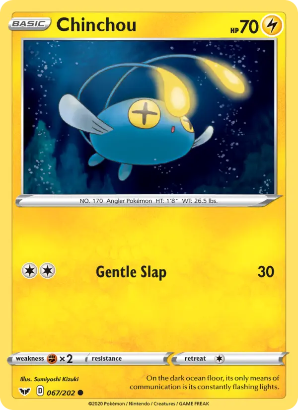 Chinchou Pokemon card from Sword & Shield