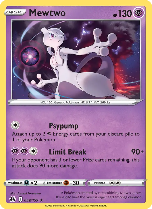Mewtwo Pokemon card from Crown Zenith