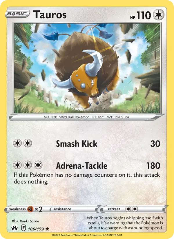 Tauros Pokemon card from Crown Zenith