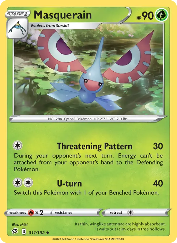 Masquerain Pokemon card from Rebel Clash