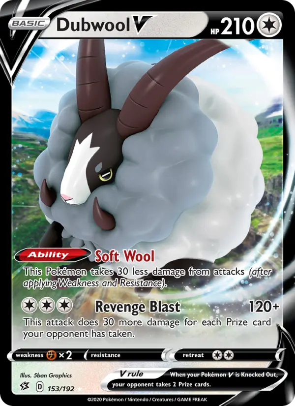 Dubwool V Pokemon card from Rebel Clash