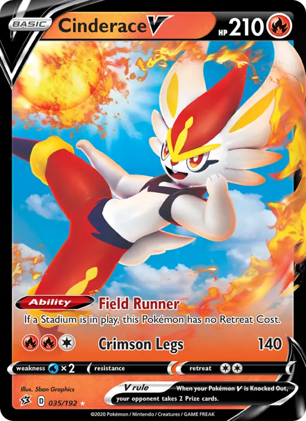 Cinderace V Pokemon card from Rebel Clash