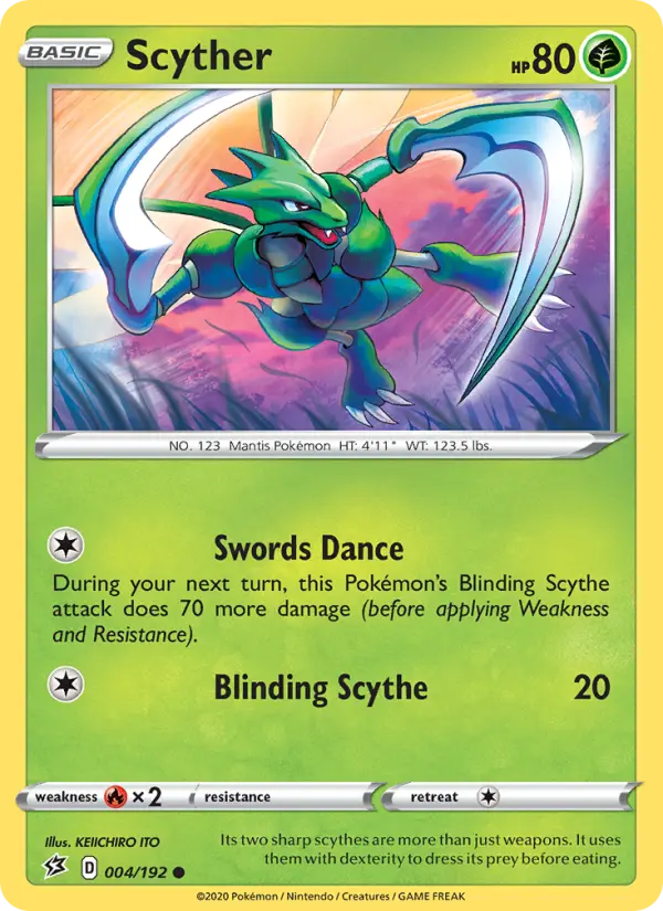 Scyther Pokemon card from Rebel Clash