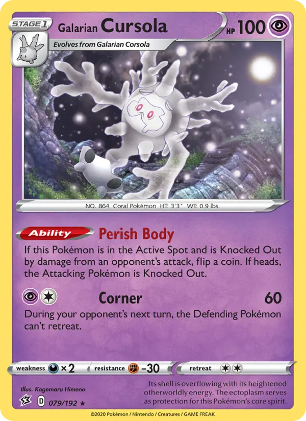 Galarian Cursola Pokemon card from Rebel Clash