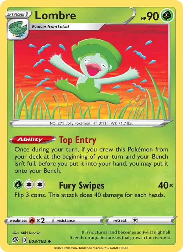 Lombre Pokemon card from Rebel Clash