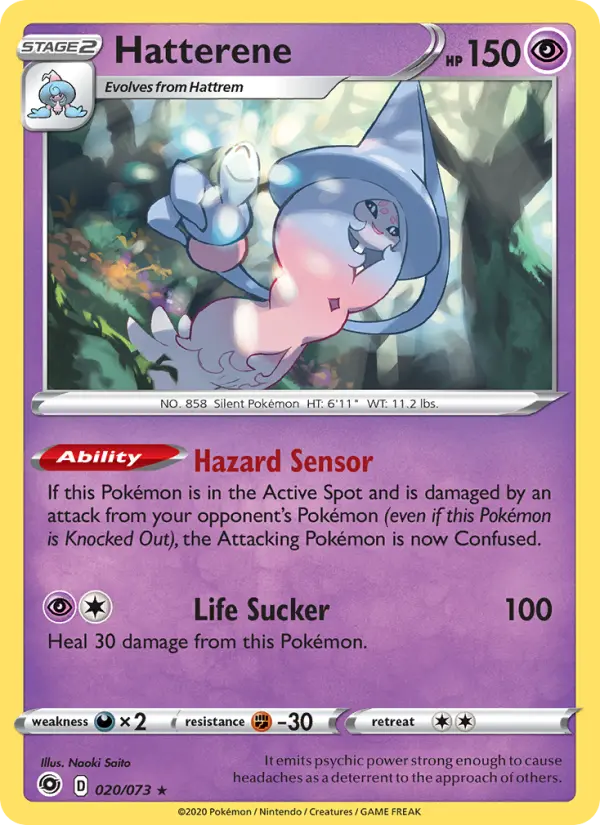 Hatterene Pokemon card from Champion's Path