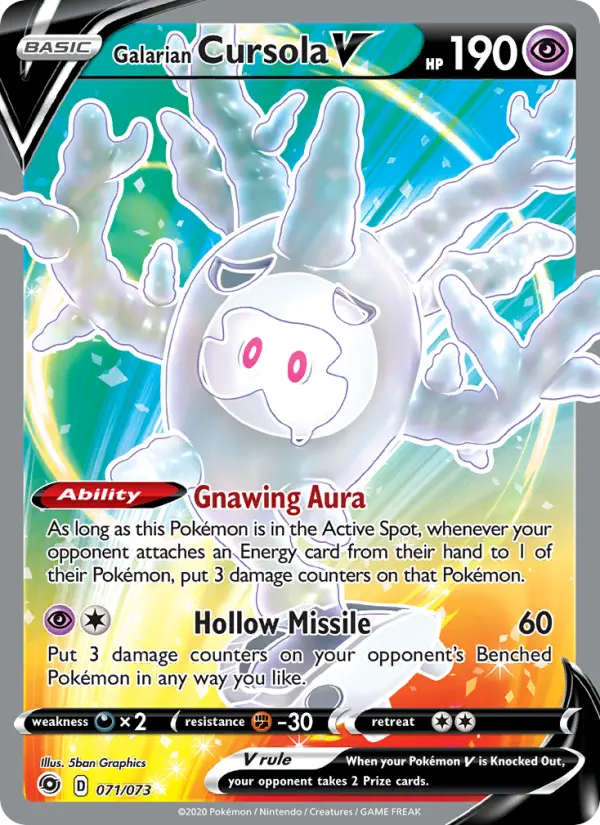 Galarian Cursola V Pokemon card from Champion's Path