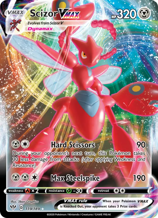 Scizor VMAX Pokemon card from Darkness Ablaze