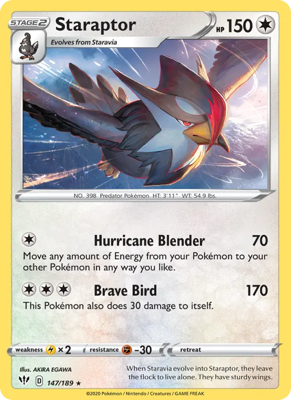 Staraptor Pokemon card from Darkness Ablaze