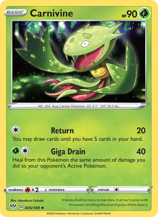 Carnivine Pokemon card from Darkness Ablaze