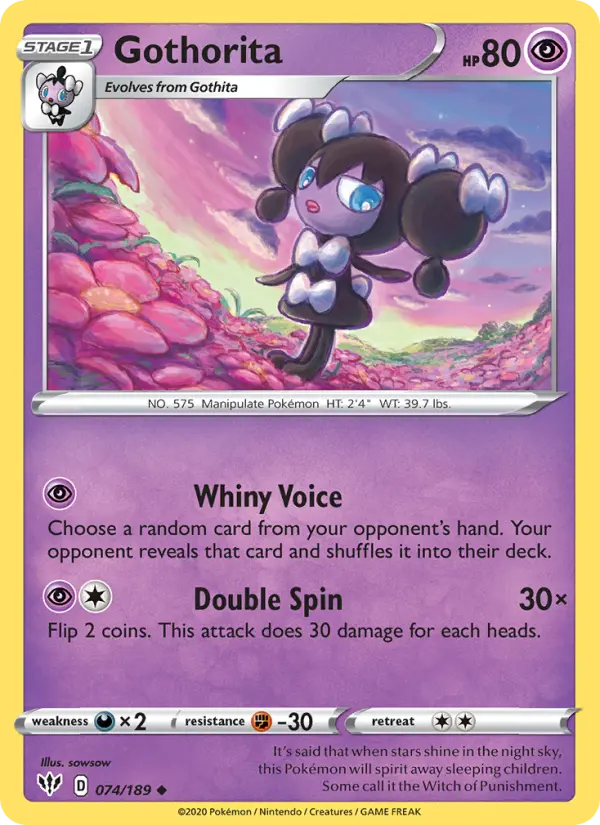 Gothorita Pokemon card from Darkness Ablaze