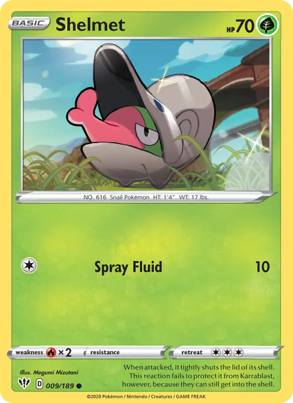 Shelmet Pokemon card from Darkness Ablaze
