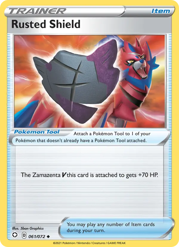 Rusted Shield Pokemon card from Shining Fates