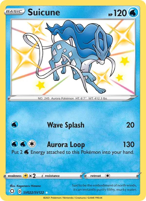 Suicune Pokemon card from Shining Fates