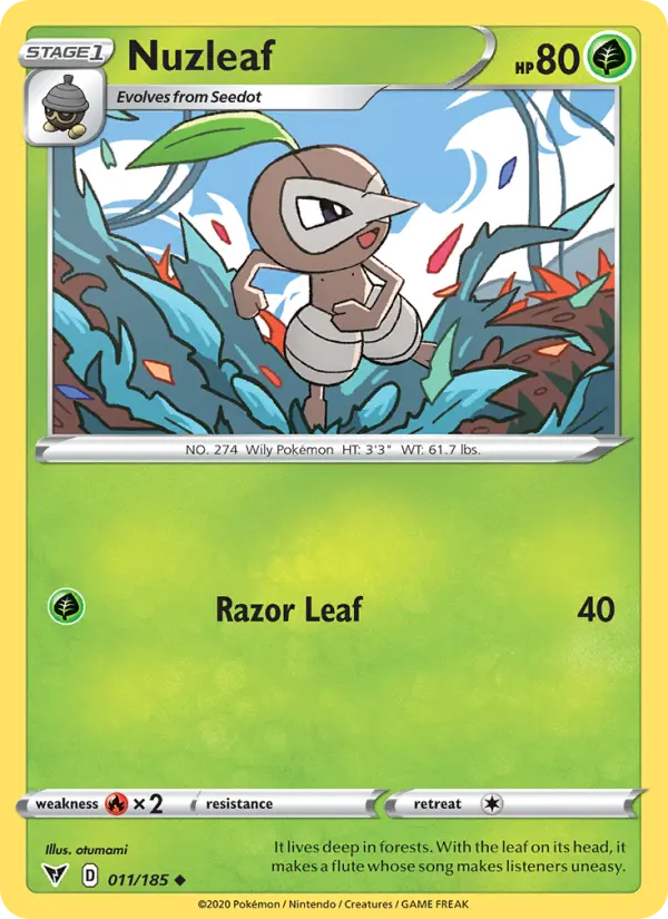 Nuzleaf Pokemon card from Vivid Voltage