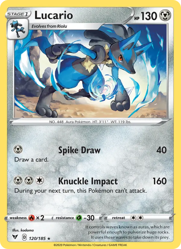 Lucario Pokemon card from Vivid Voltage