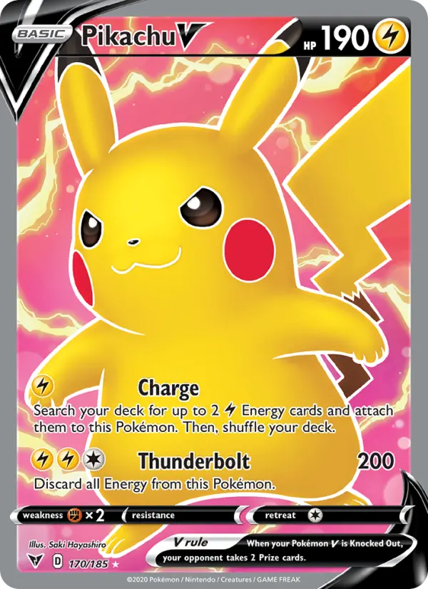 Pikachu V Pokemon card from Vivid Voltage