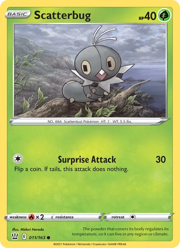 Scatterbug Pokemon card from Battle Styles