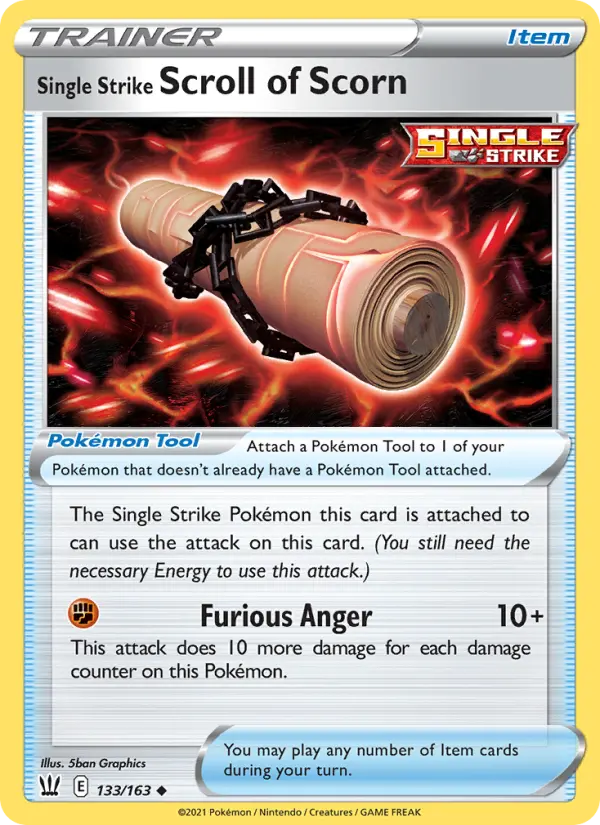 Single Strike Scroll of Scorn Pokemon card from Battle Styles
