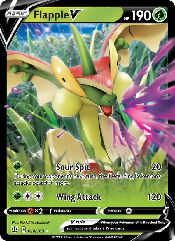 Flapple V Pokemon card from Battle Styles