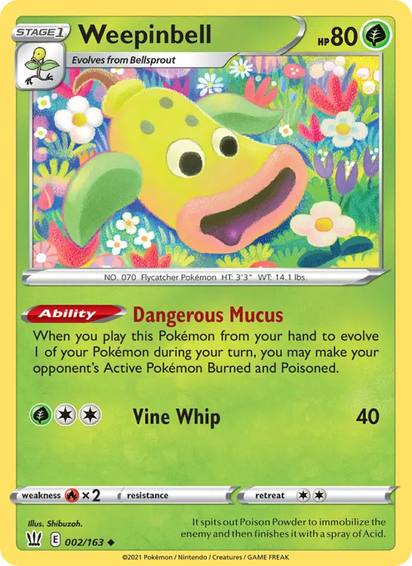 Weepinbell Pokemon card from Battle Styles
