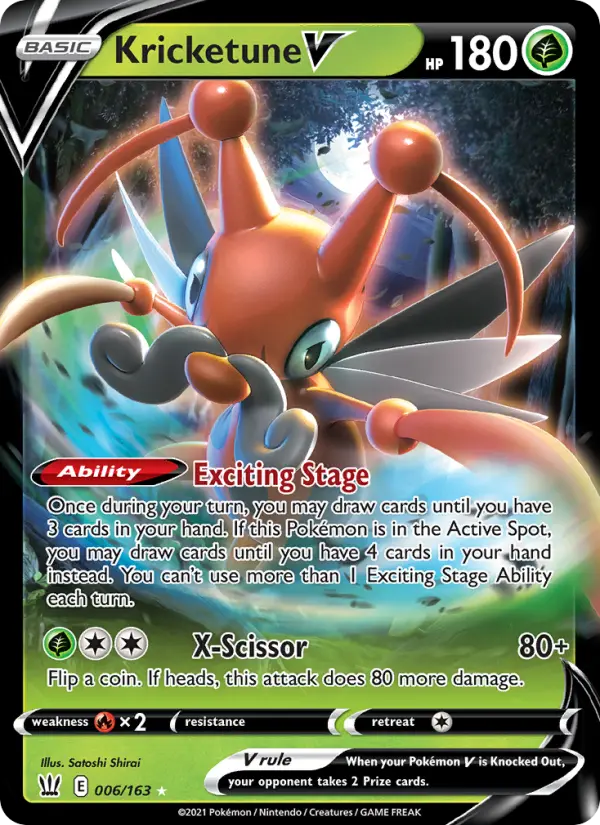 Kricketune V Pokemon card from Battle Styles
