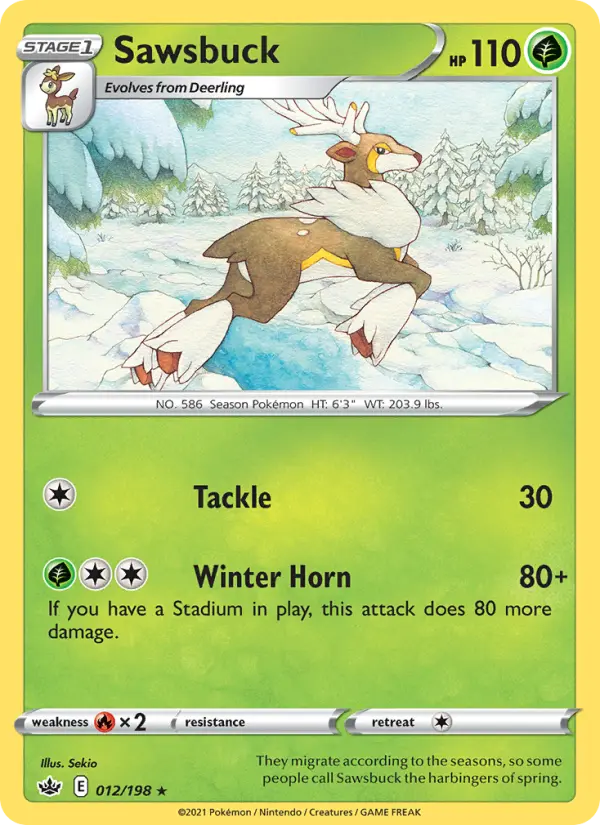 Sawsbuck Pokemon card from Chilling Reign