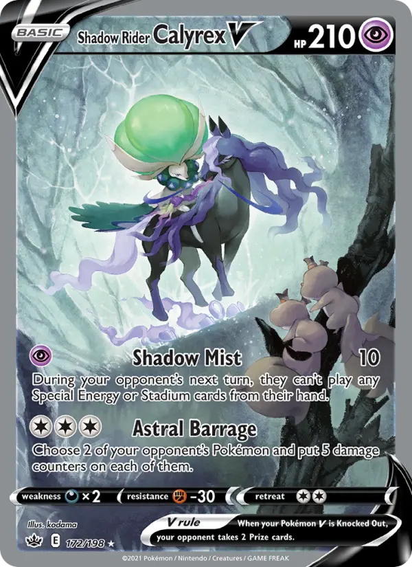 Shadow Rider Calyrex V Pokemon card from Chilling Reign