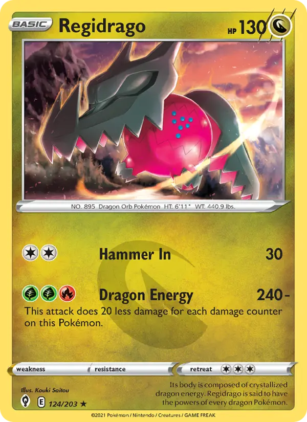 Regidrago Pokemon card from Evolving Skies