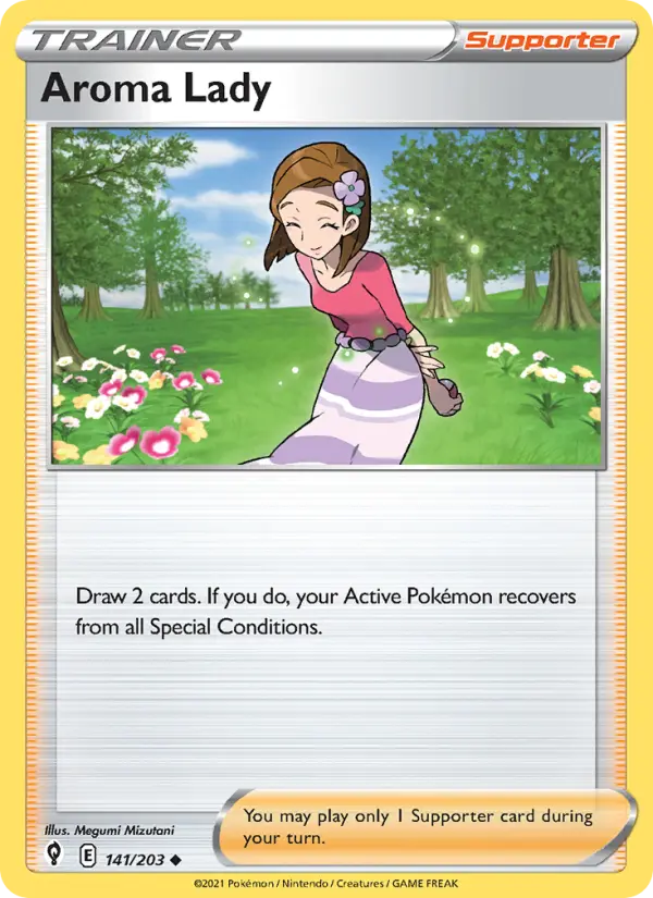 Aroma Lady Pokemon card from Evolving Skies