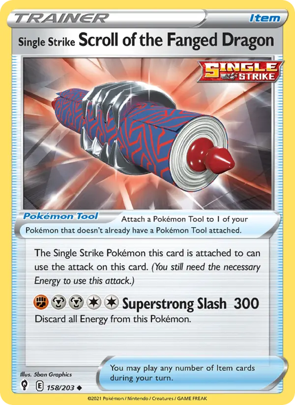Single Strike Scroll of the Fanged Dragon Pokemon card from Evolving Skies
