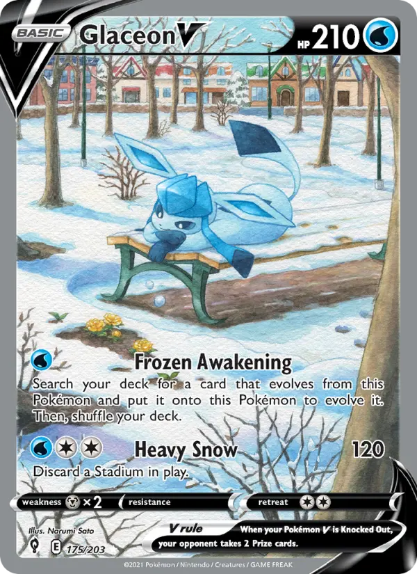 Glaceon V Pokemon card from Evolving Skies