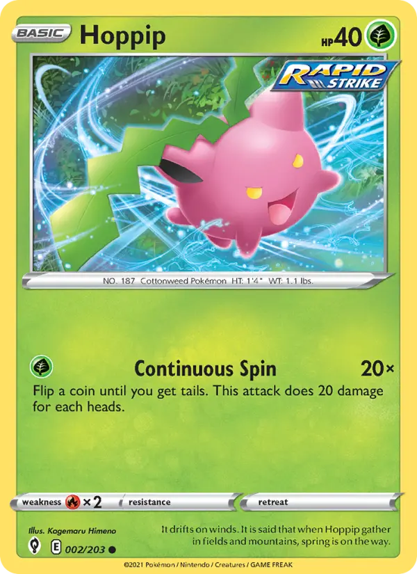 Hoppip Pokemon card from Evolving Skies