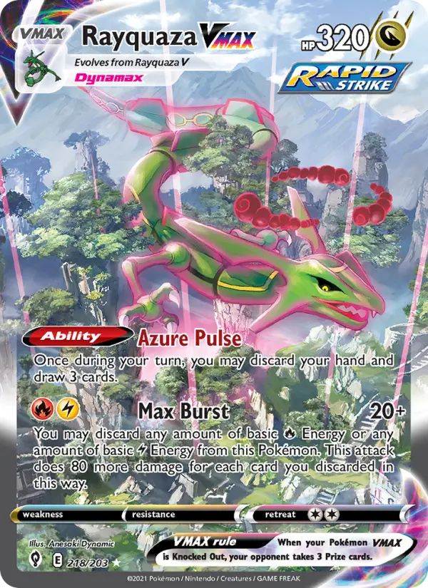 Rayquaza VMAX Pokemon card from Evolving Skies