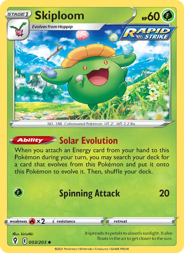 Skiploom Pokemon card from Evolving Skies