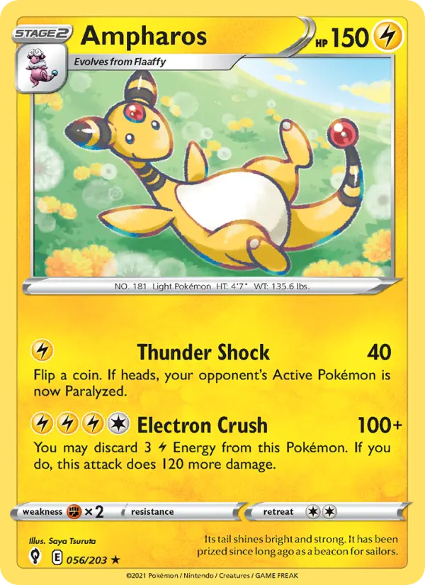 Ampharos Pokemon card from Evolving Skies