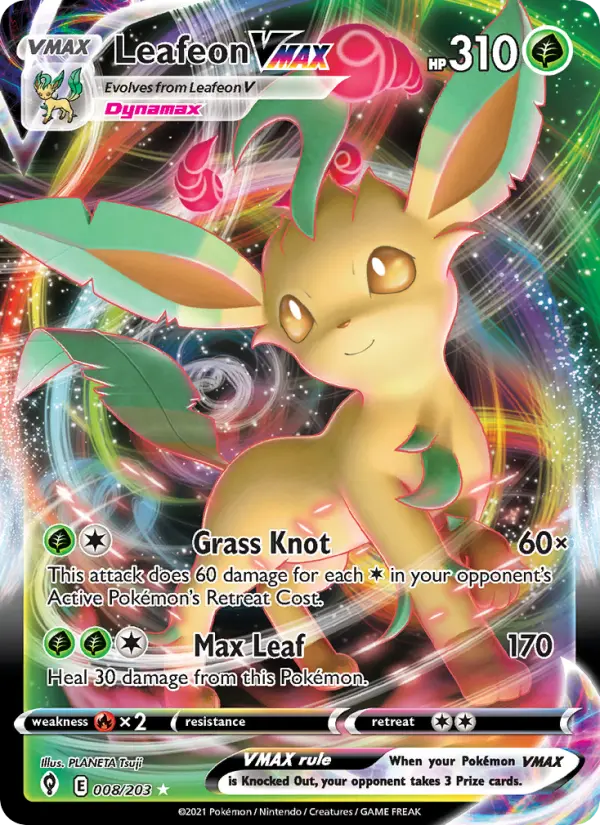 Leafeon VMAX Pokemon card from Evolving Skies