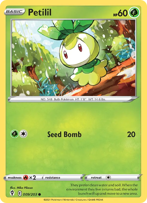 Petilil Pokemon card from Evolving Skies