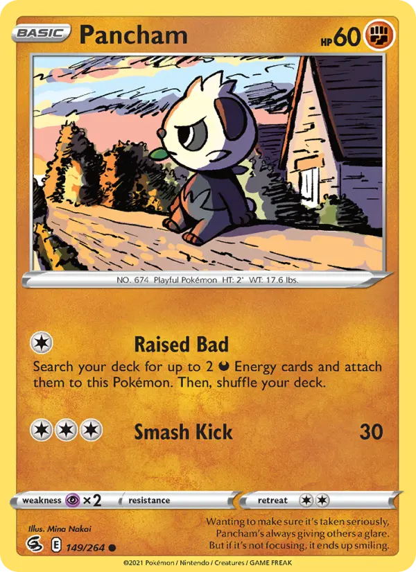 Pancham Pokemon card from Fusion Strike